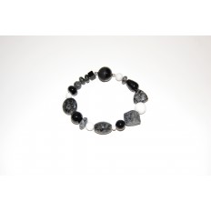 Granitarmband mit Onyx und weißer Jade