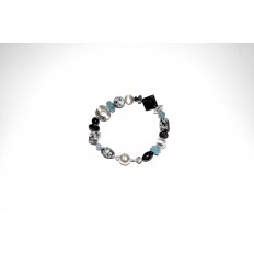 Granitarmband mit Quarzit und Silberteilen
