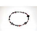 Granitkette mit Onyx, Koralle und Silberteilen