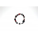 Granitarmband Onyx, Koralle und Silberteilen