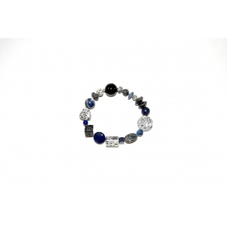 Granitarmband mit Dumortierit und Lapis