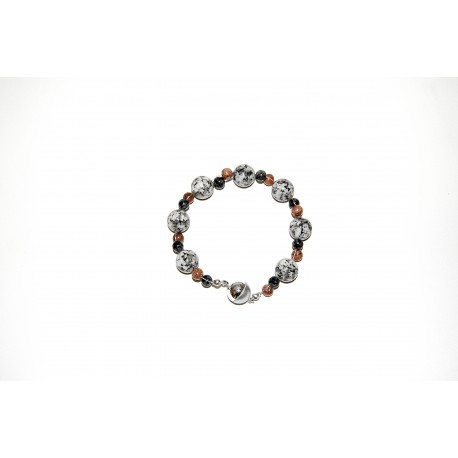 Granitarmband dreifärbig Kugeln