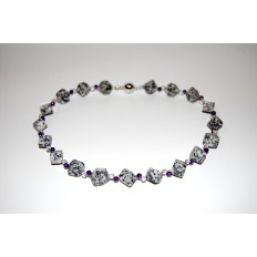 Granitkette Würfel mit Bergkristall und Amethyst