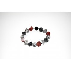 Granitwürfelarmband matt mit Schaumkoralle