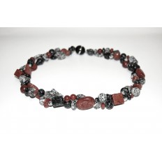Granitcollier zweireihig mit Schaumkoralle