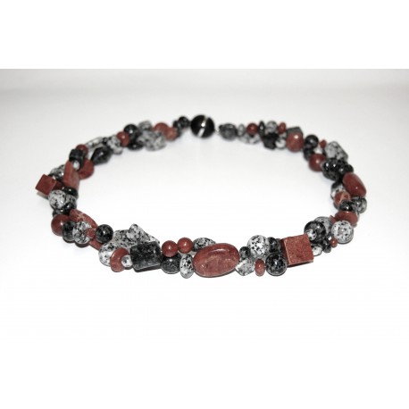 Granitcollier zweireihig mit Schaumkoralle