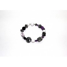 Granitarmband mit Amethyst und weißer Jade