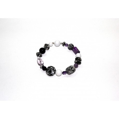 Granitarmband mit Amethyst und weißer Jade