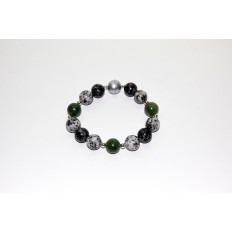 Granitarmband mit Jade und Silberteilen
