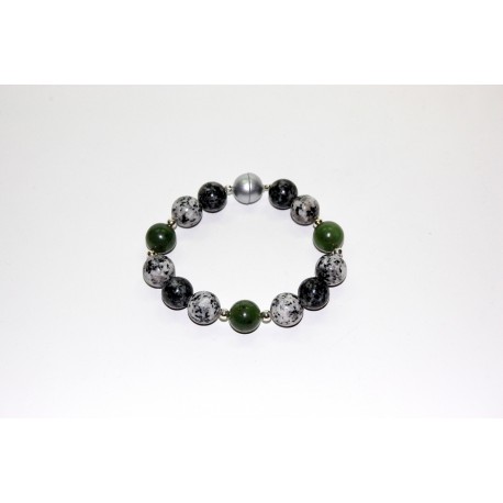 Granitarmband mit Jade und Silberteilen
