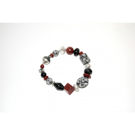 Granitarmband mit Schaumkoralle und Silberteilen