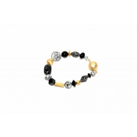 Granitarmband mit vergoldeten Teilen