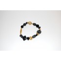 Granitarmband mit Onyx und vergoldeten Teilen