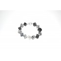 Granitarmband Würfeln 10mm mit Silberteilen