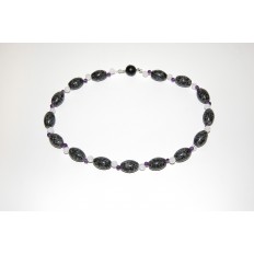 Granitkette Oliven mit Bergkristall und Amethyst