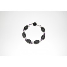 Granitarmband Oliven mit Bergristall und Amethyst