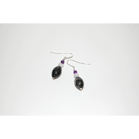 Granitpendel Oliven mit Bergkristall und Amethyst