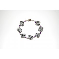 Granitarmband Würfel mit Bergkristall und Amethyst