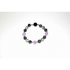 Granitarmband mit hellem Amethyst und Silberteilen